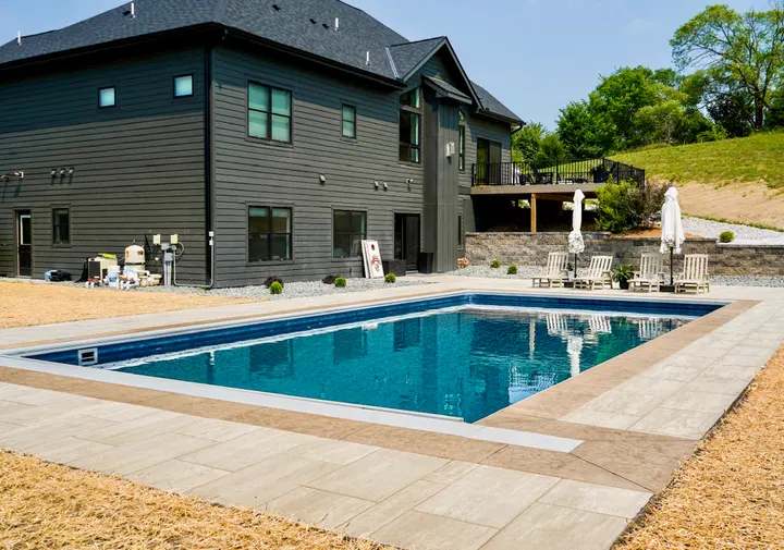 Concrete Pool Deck with Paver Border, another view